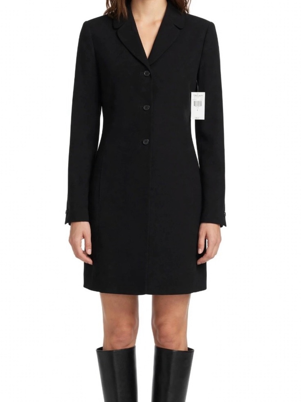 Tahari Tailored Black V-Neck Coat or Dress NWT DS Size 4